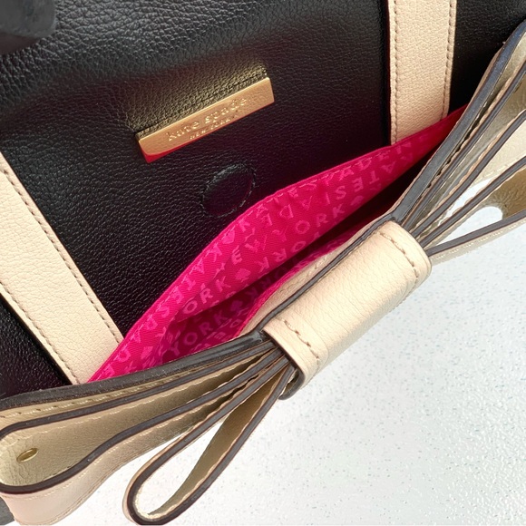 Kate Spade Kaiya Alice Black and White Leather Satchel Bag - Picture 7 of 13